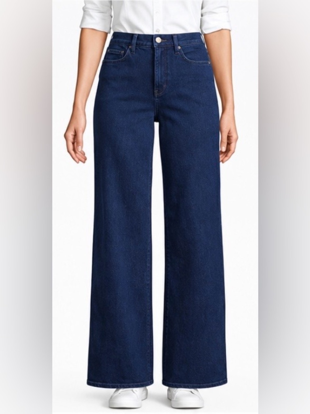 LandsEnd NWOT Women’s R Sport Knit High Waisted Wide Leg Stretch Denim Pants